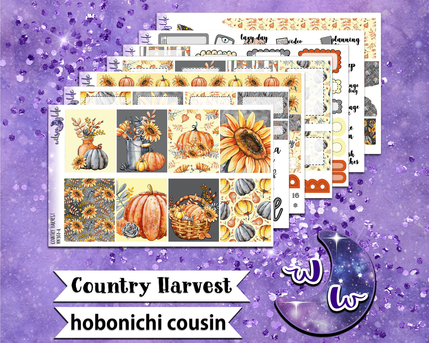 Country Harvest full weekly sticker kit, HOBONICHI COUSIN format, a la carte and bundle options. WW361