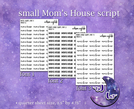 Mom's House small script planner stickers, Foiling available WW507