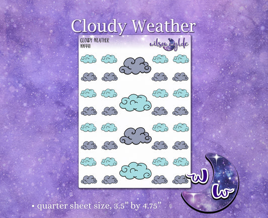 Cloudy Weather planner stickers, WW441