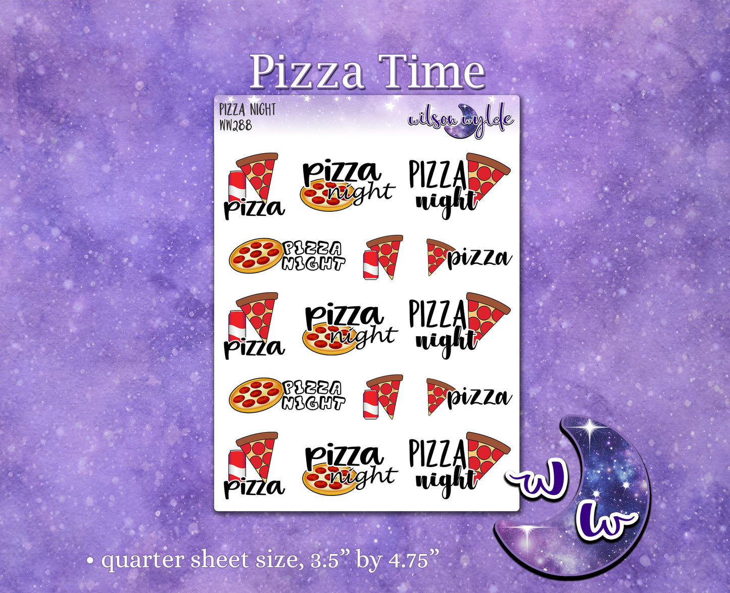 Pizza Night planner stickers, WW288