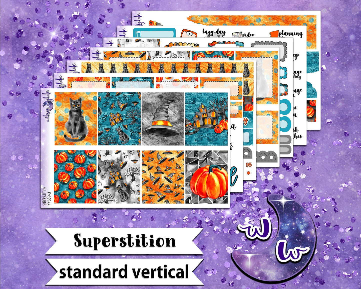 Superstition full weekly sticker kit, STANDARD VERTICAL format, a la carte and bundle options. WW369