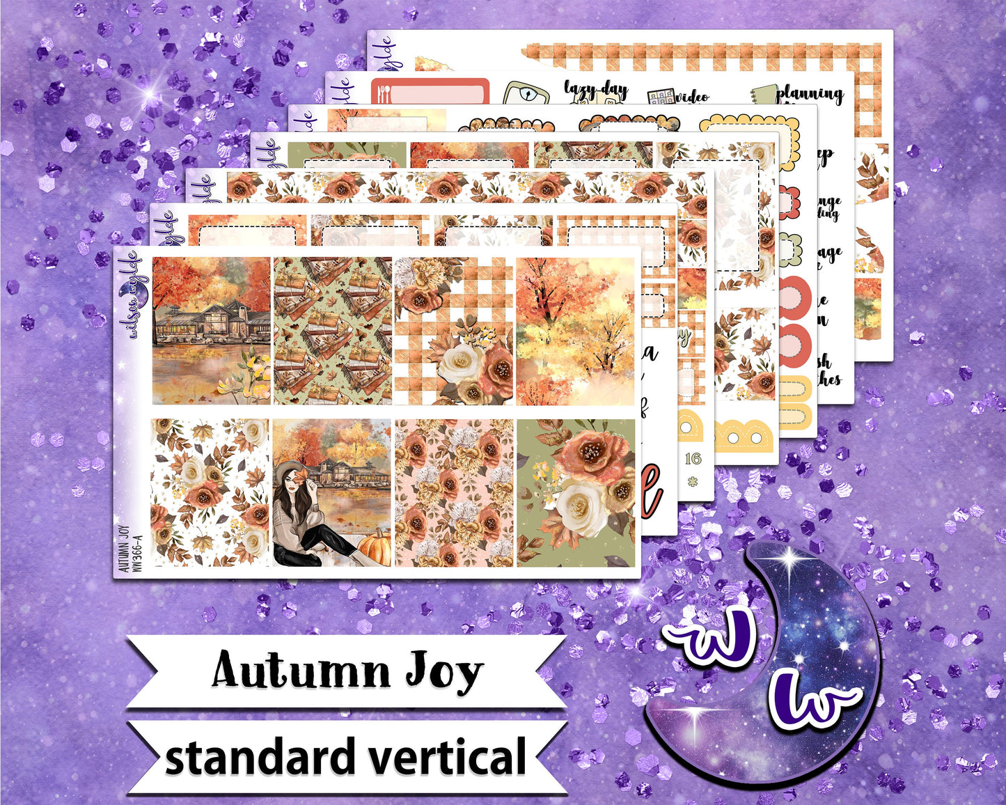 OVERSTOCK Autumn Joy full weekly sticker kit, STANDARD VERTICAL format, WW366