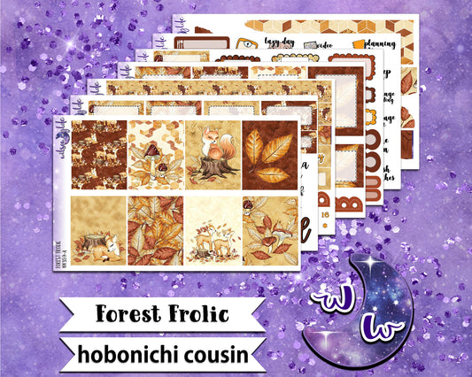 Forest Frolic full weekly sticker kit, HOBONICHI COUSIN format, a la carte and bundle options. WW359