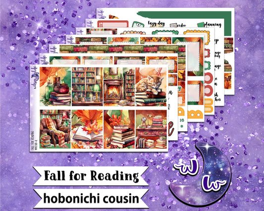 Fall for Reading full weekly sticker kit, HOBONICHI COUSIN format, a la carte and bundle options. WW538