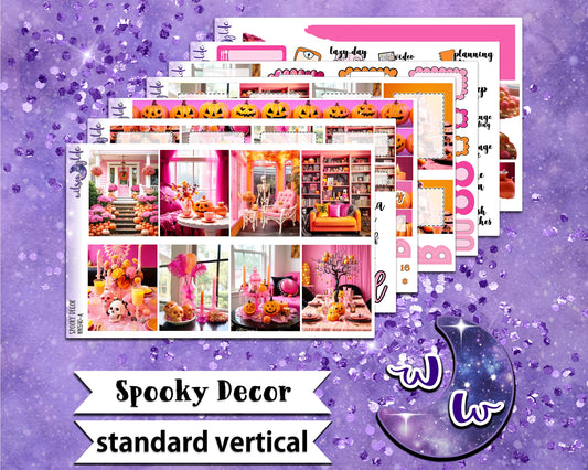 Spooky Decor full weekly sticker kit, STANDARD VERTICAL format, a la carte and bundle options. WW540