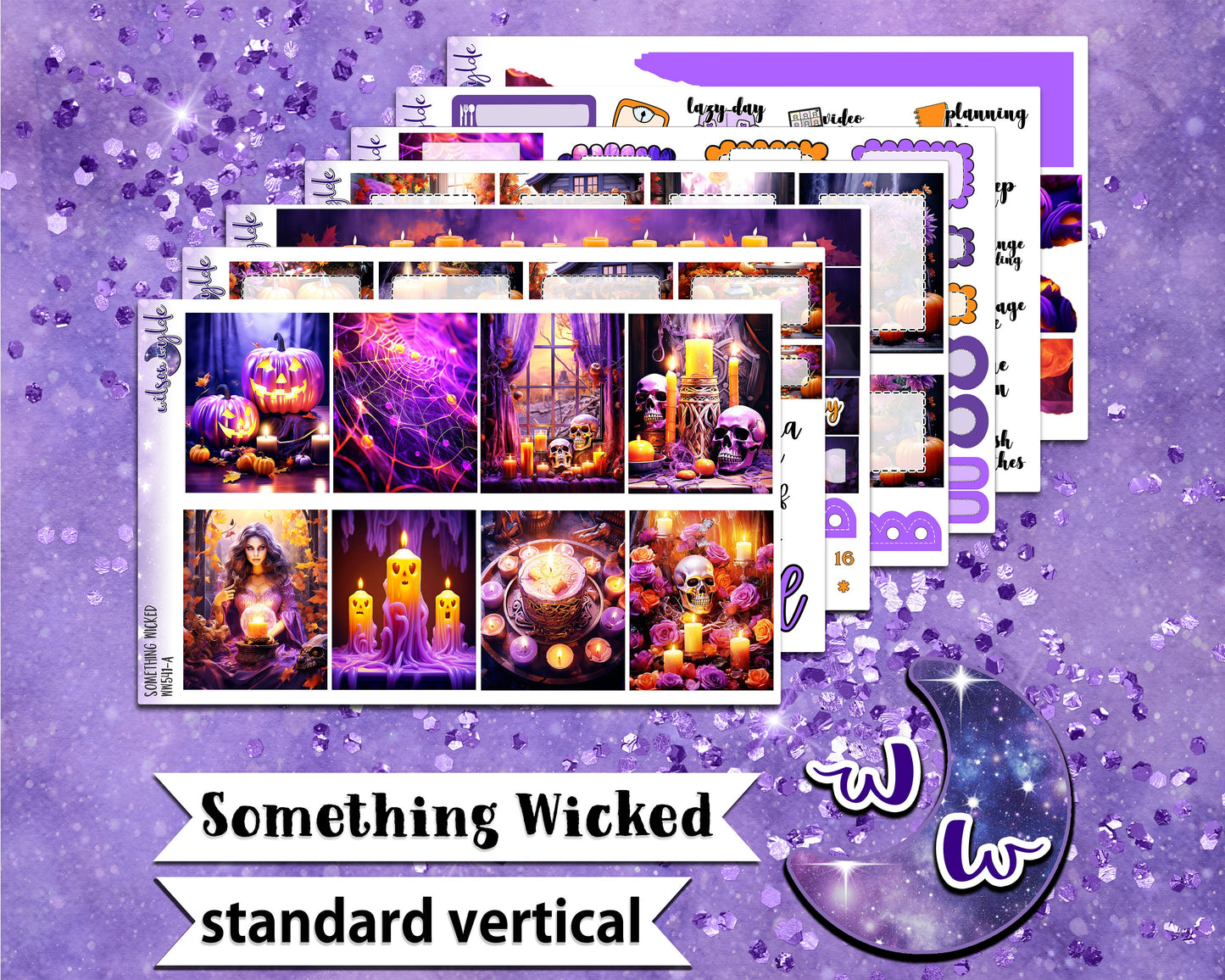 Something Wicked full weekly sticker kit, STANDARD VERTICAL format, a la carte and bundle options. WW541