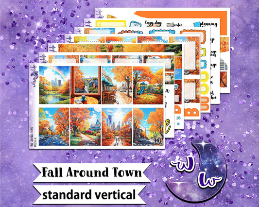 OVERSTOCK Fall Around Town full weekly sticker kit, STANDARD VERTICAL format, WW535