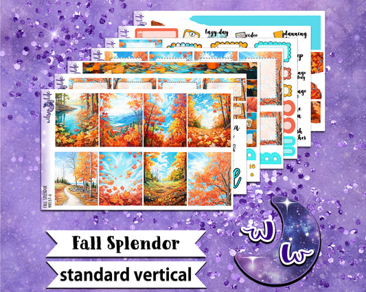 Fall Splendor full weekly sticker kit, STANDARD VERTICAL format, a la carte and bundle options. WW537