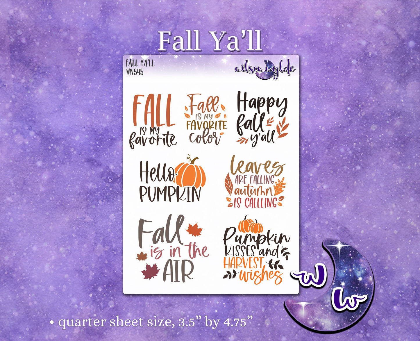 Fall Ya'll planner stickers, WW545