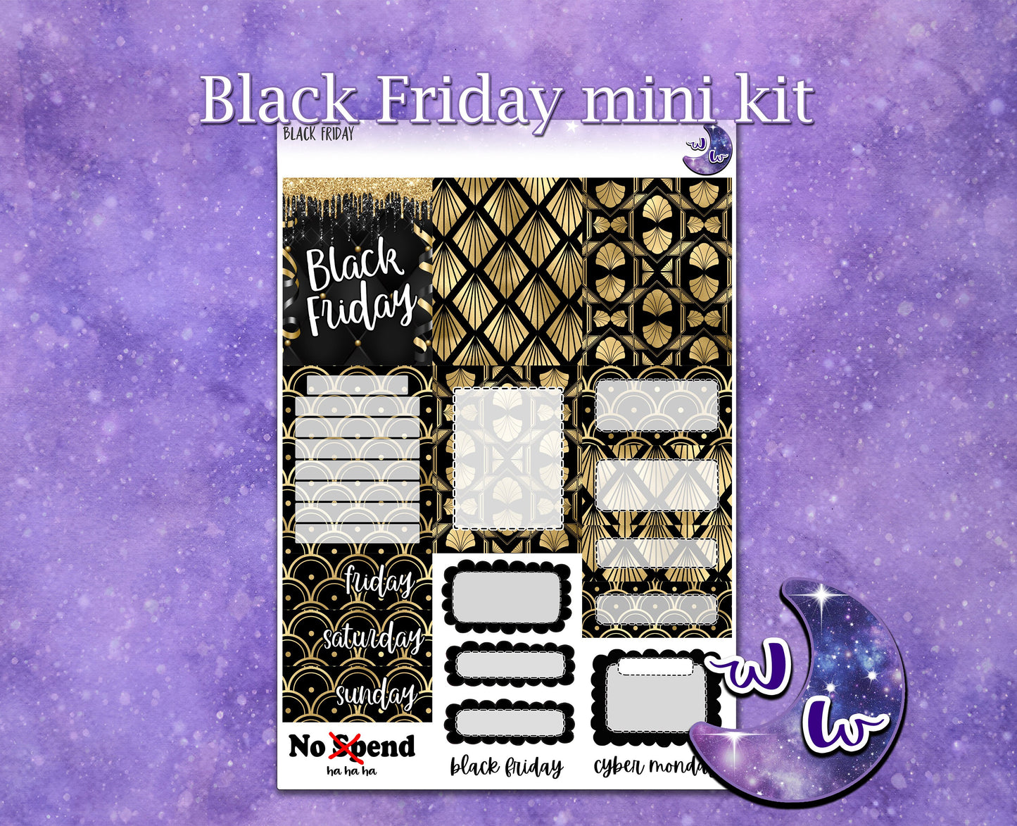 Black Friday mini kit planner stickers, WW552