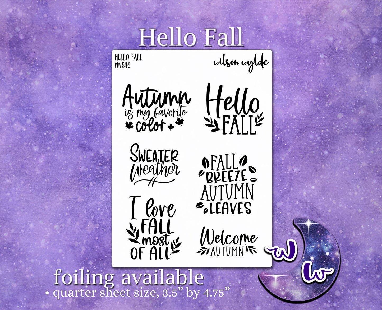 Hello Fall planner stickers, WW546