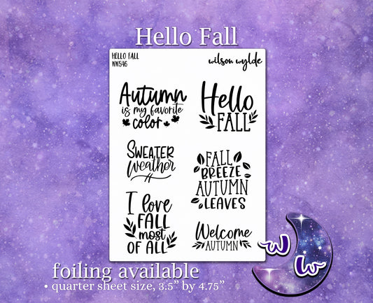 Hello Fall planner stickers, WW546