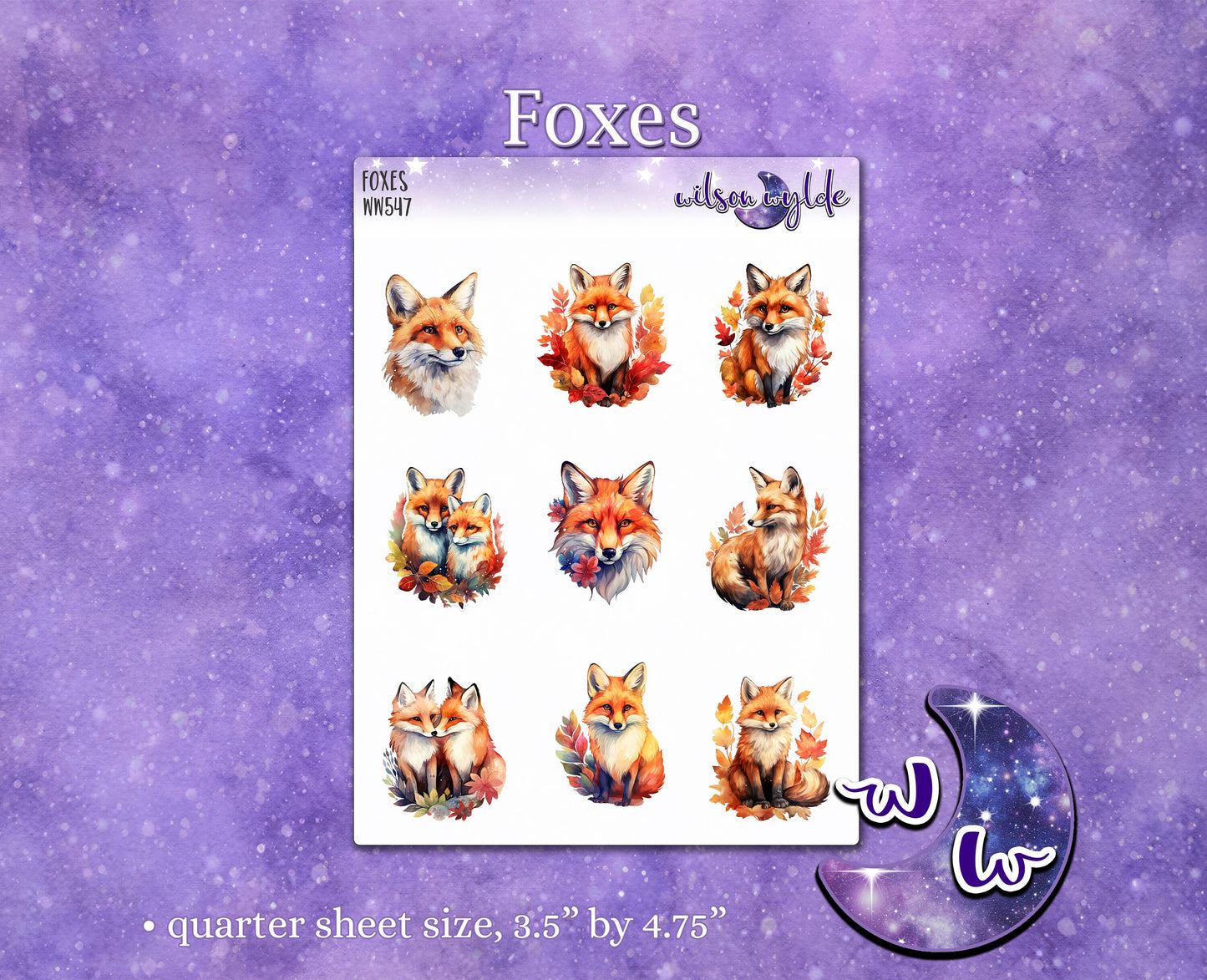 Foxes planner stickers, WW547