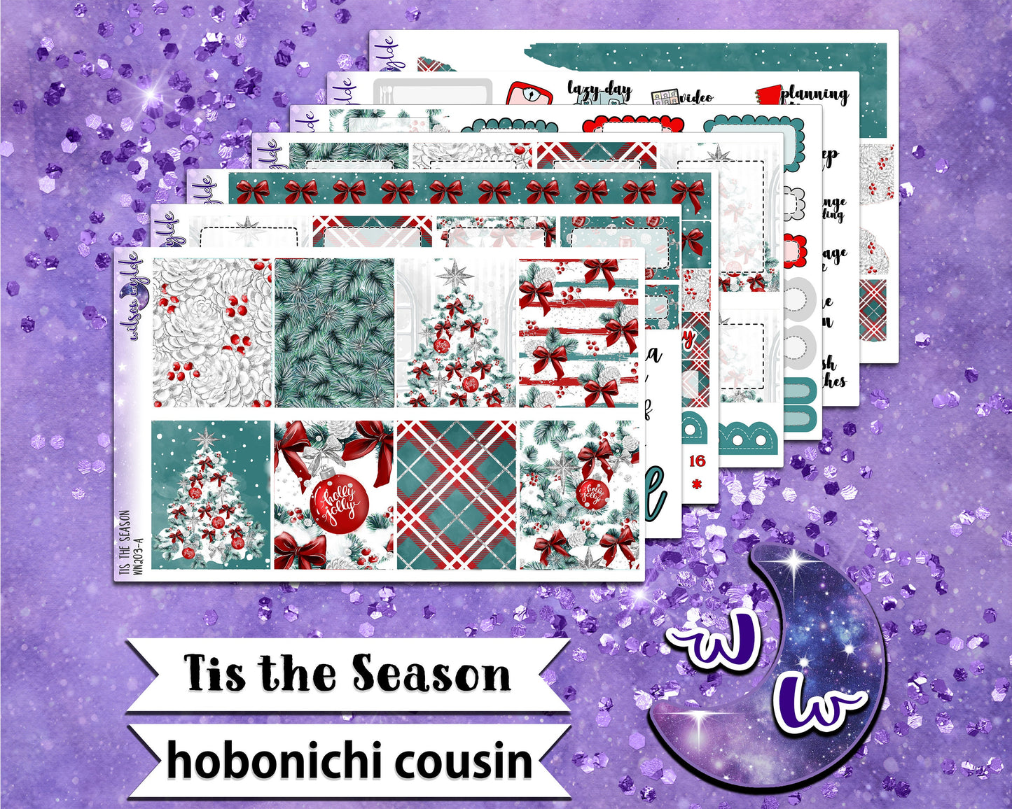 Tis the Season full weekly sticker kit, HOBONICHI COUSIN format, a la carte and bundle options. WW203