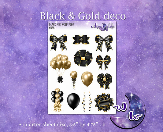 Black & Gold deco planner stickers, WW551