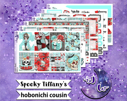 Spooky Tiffany's weekly sticker kit, HOBONICHI COUSIN format, a la carte and bundle options. WW553