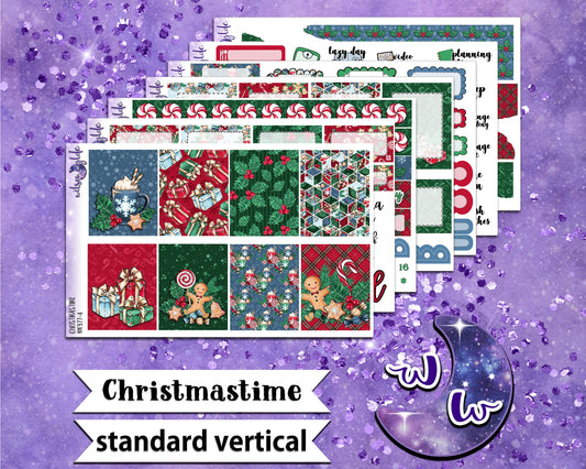 Christmastime full weekly sticker kit, STANDARD VERTICAL format, a la carte and bundle options. WW377