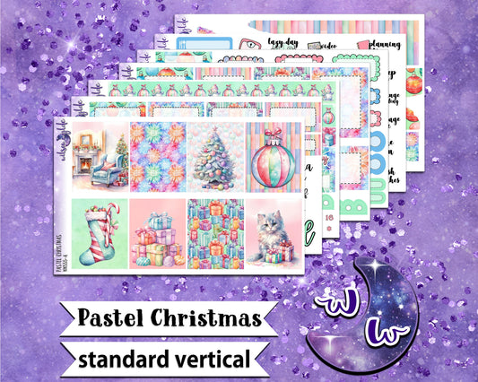 Pastel Christmas full weekly sticker kit, STANDARD VERTICAL format, a la carte and bundle options. WW555