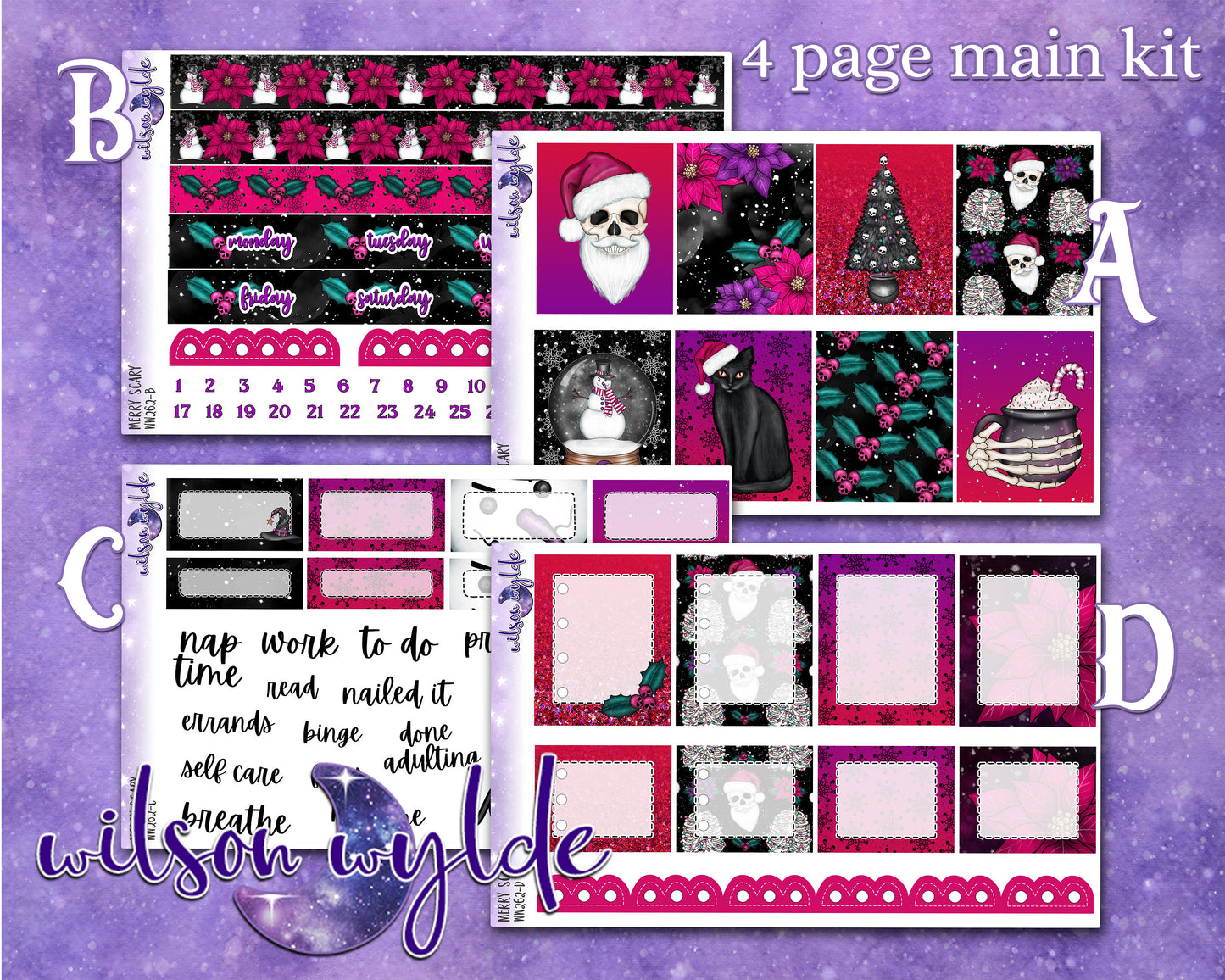 Merry Scary full weekly sticker kit, HOBONICHI COUSIN format, a la carte and bundle options. WW262