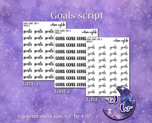 Goals script planner stickers, Foiling available WW472