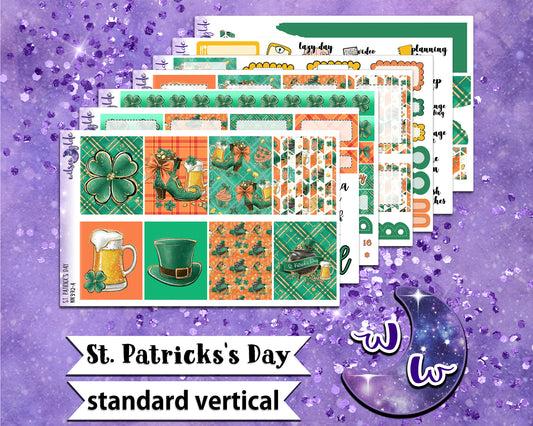 St. Patrick's Day full weekly sticker kit, STANDARD VERTICAL format, a la carte and bundle options. WW392