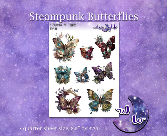 Steampunk Butterflies planner stickers, WW431