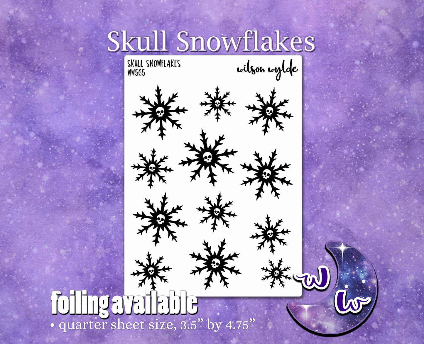 Skull Snowflakes planner stickers, WW565