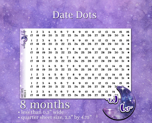 Date Dots planner stickers, WW554