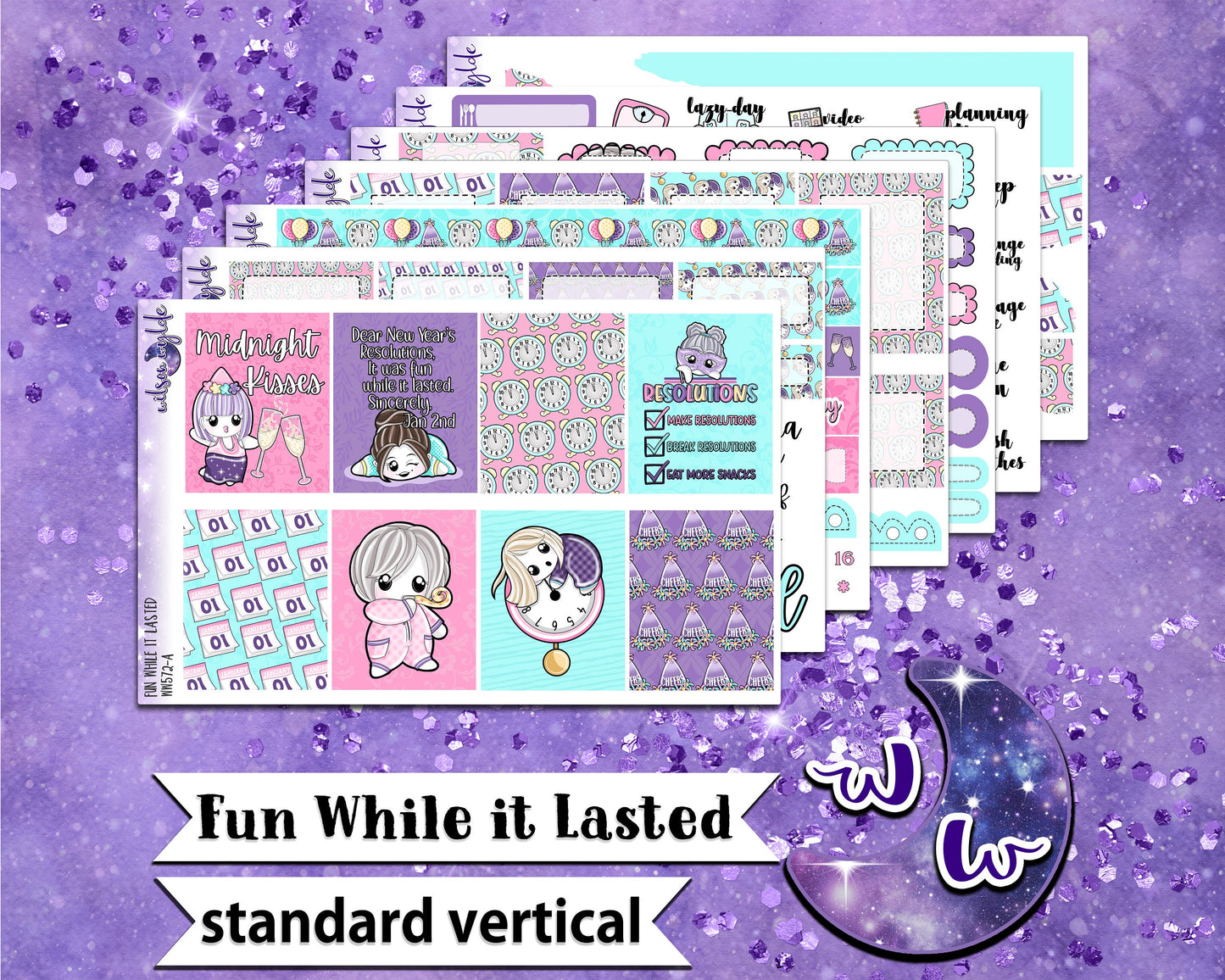 Fun While it Lasted full weekly sticker kit, STANDARD VERTICAL format, a la carte and bundle options. WW572