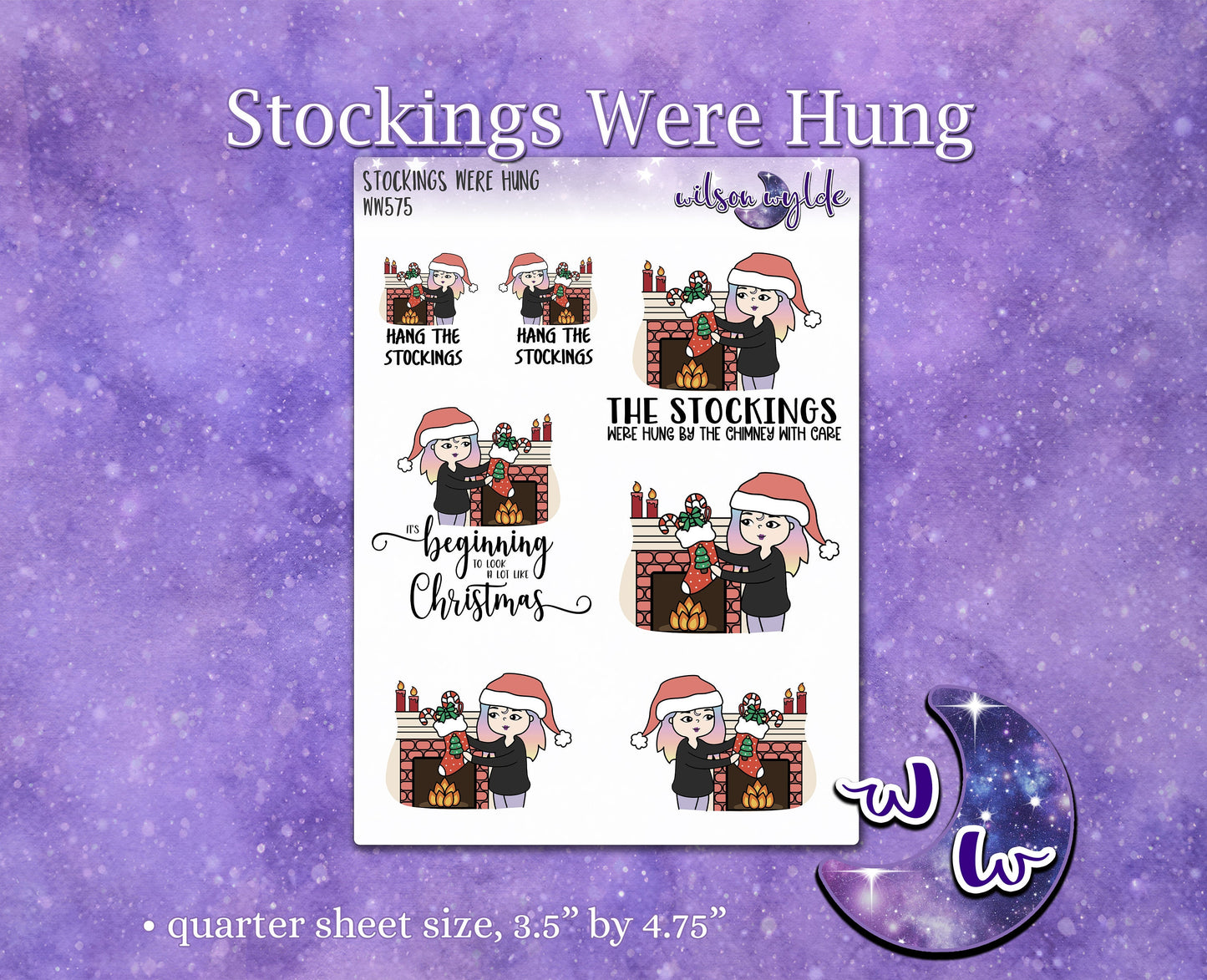 Stockings Were Hung deco planner stickers, WW575