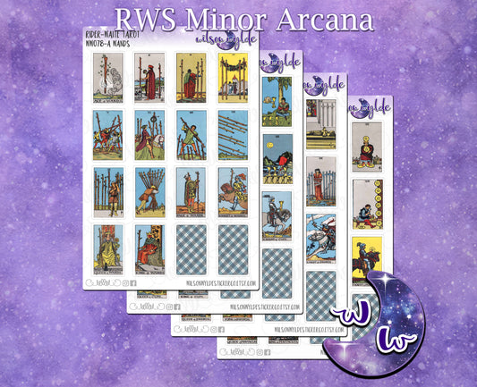 RWS Minor Arcana Tarot Cards planner stickers, daily oracle planning, card reading, fortune telling, Happy Planner, WW078