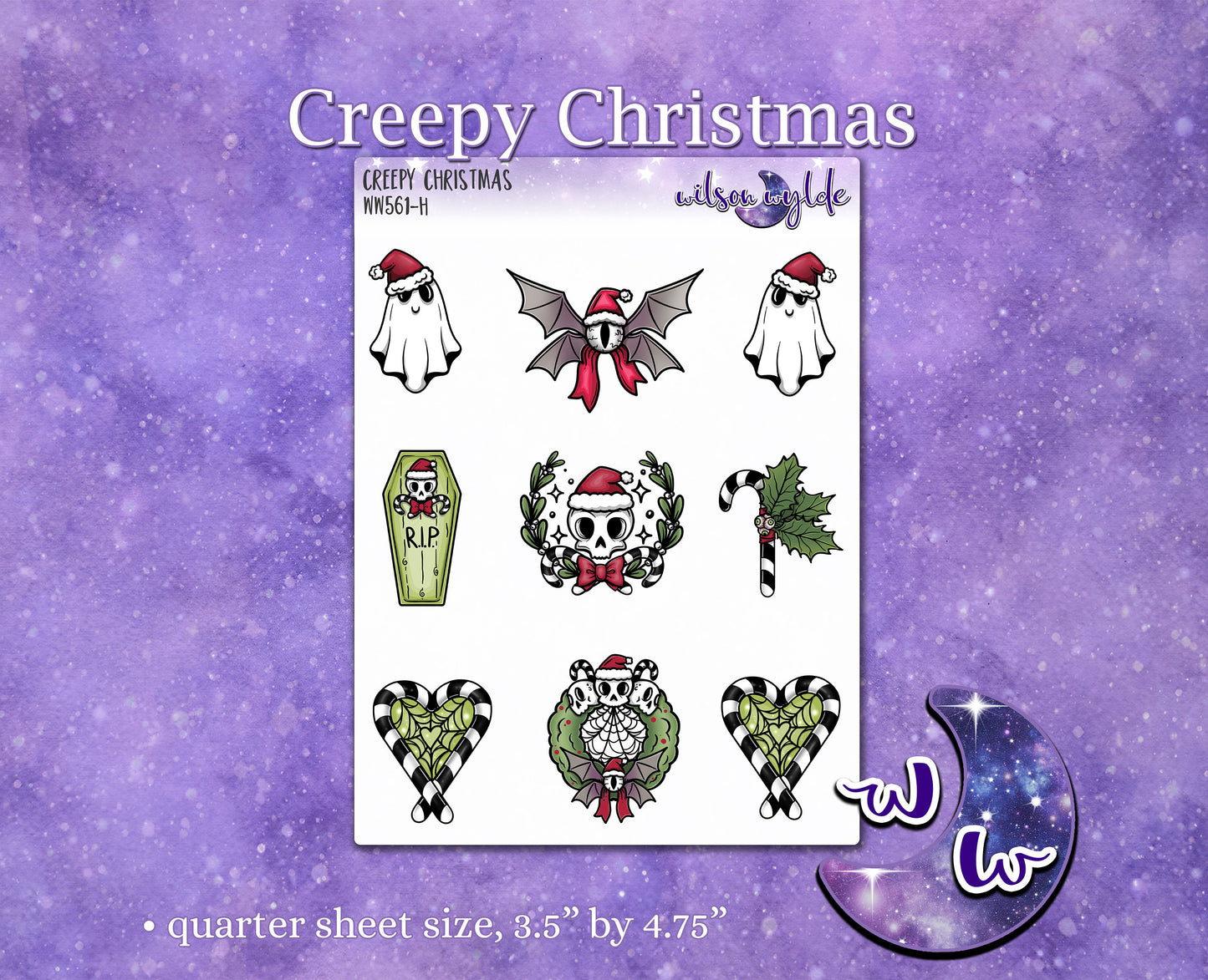 Creepy Christmas deco planner stickers, WW561