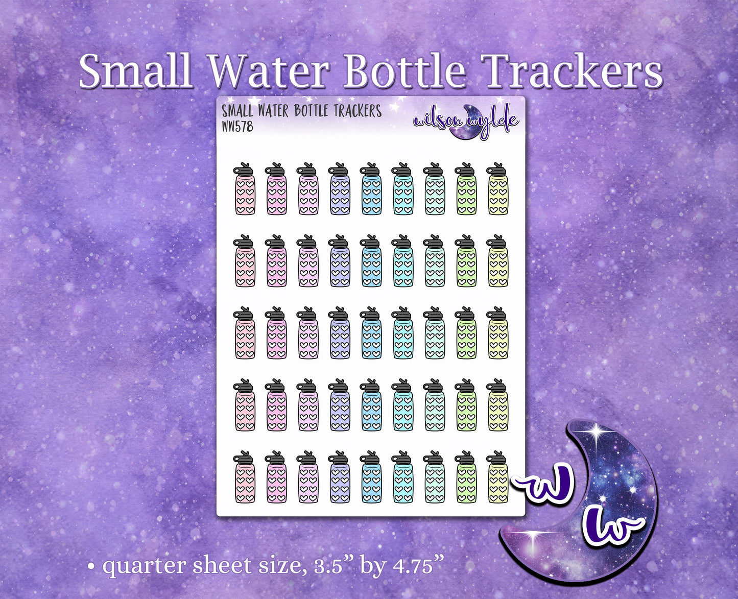 Small Water Bottle Trackers deco planner stickers, WW578