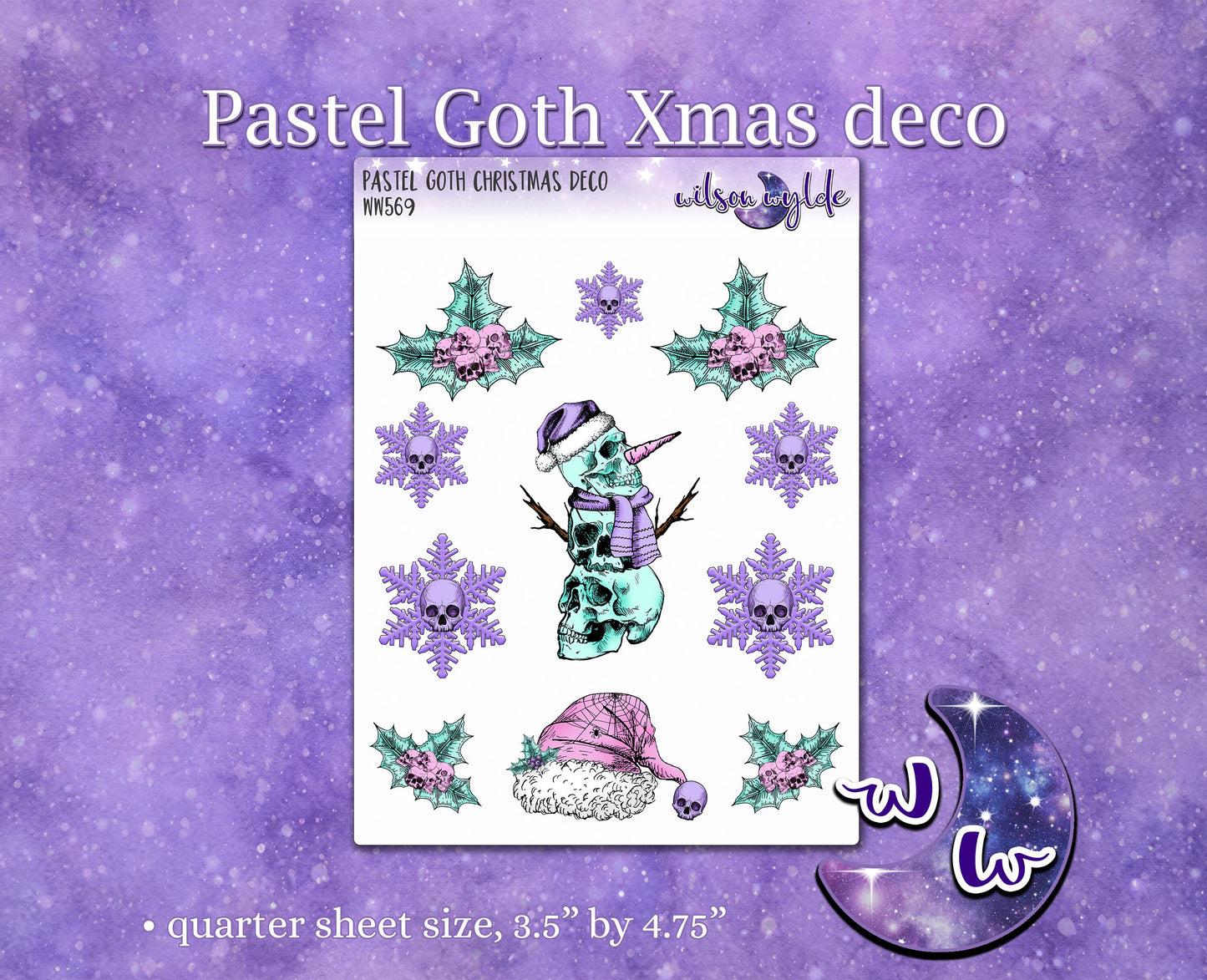 Pastel Goth Christmas deco planner stickers, WW569