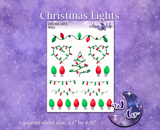 Christmas Lights deco planner stickers, WW582