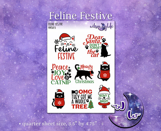 Feline Festive deco planner stickers, WW583