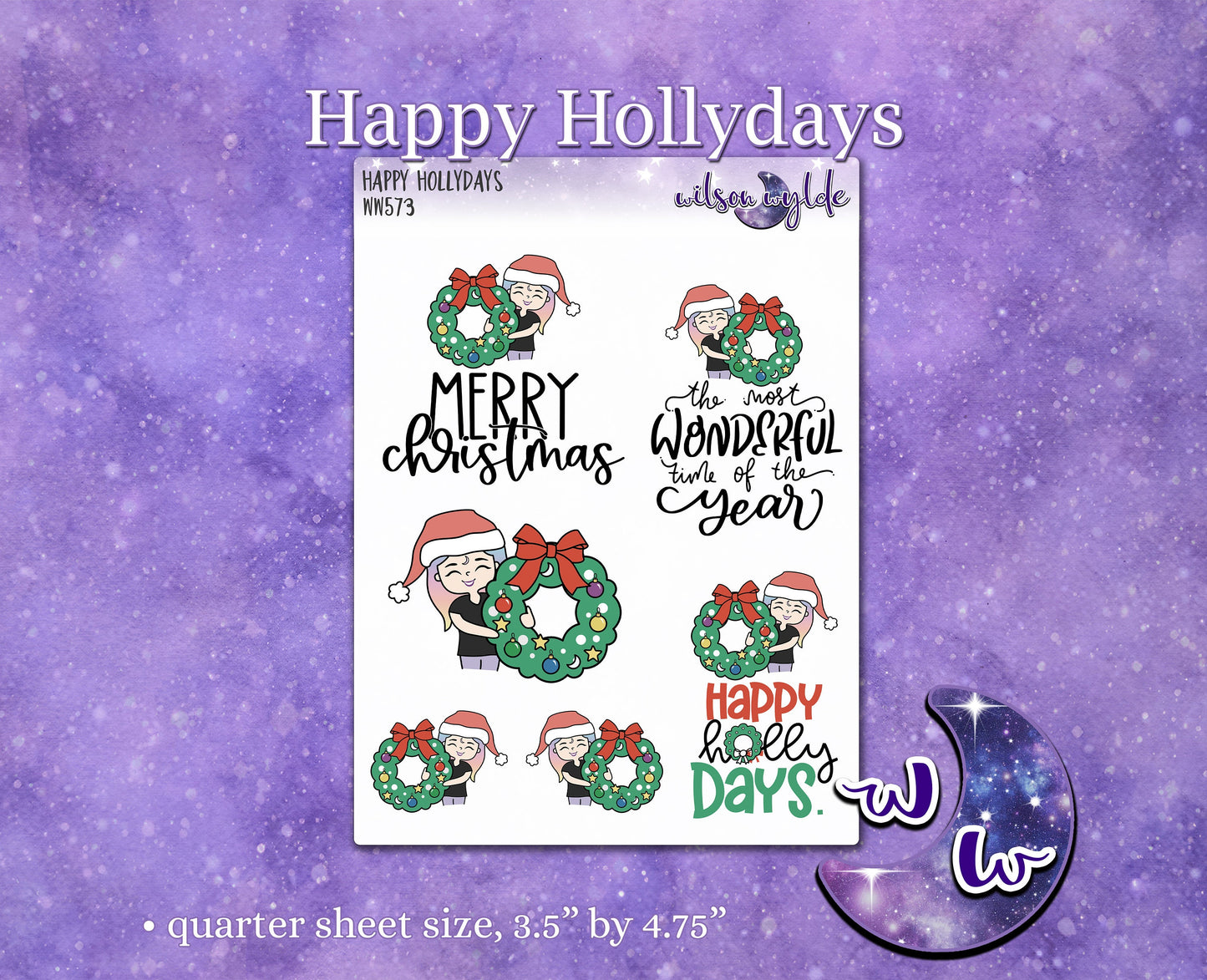 Happy Hollydays deco planner stickers, WW573