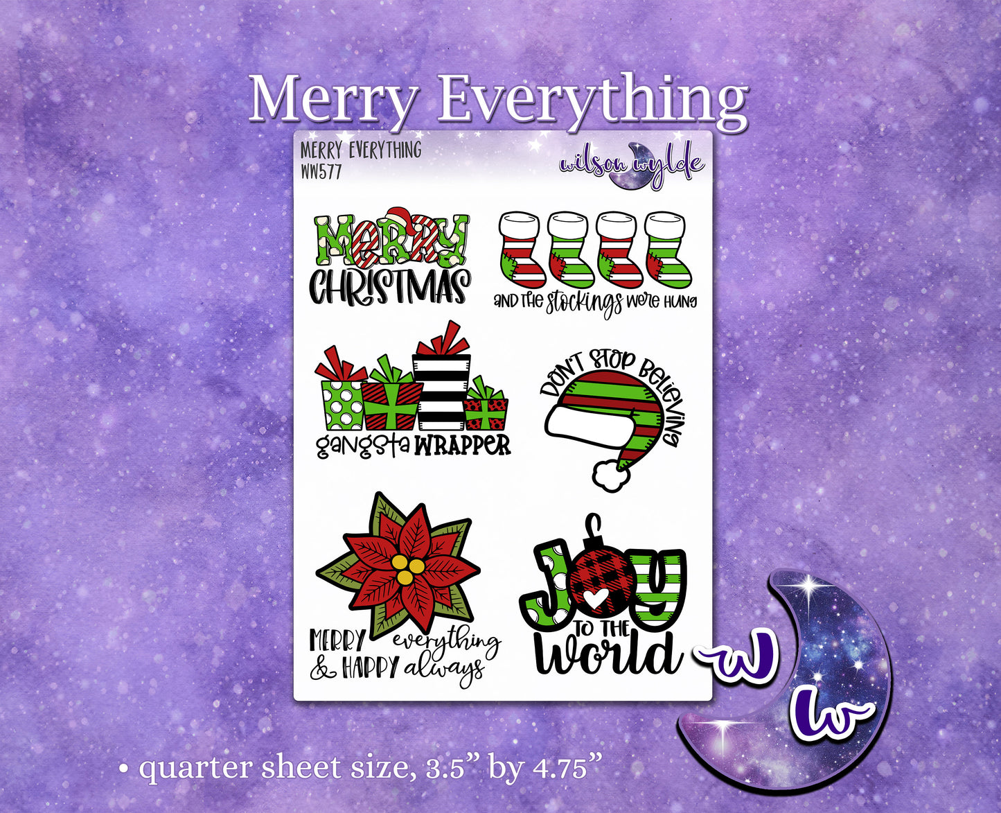 Merry Everything deco planner stickers, WW577