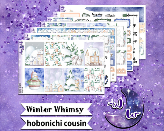 Winter Whimsy weekly sticker kit, HOBONICHI COUSIN format, a la carte and bundle options. WW374