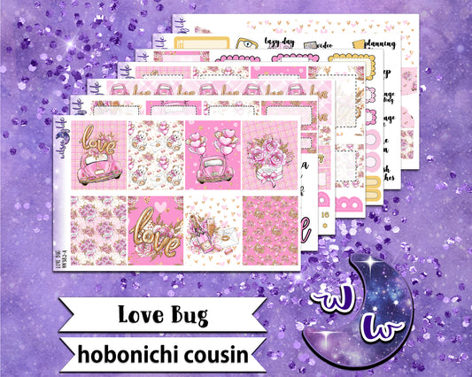 Love Bug full weekly sticker kit, HOBONICHI COUSIN format, a la carte and bundle options. WW382