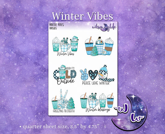 Winter Vibes deco planner stickers, WW585