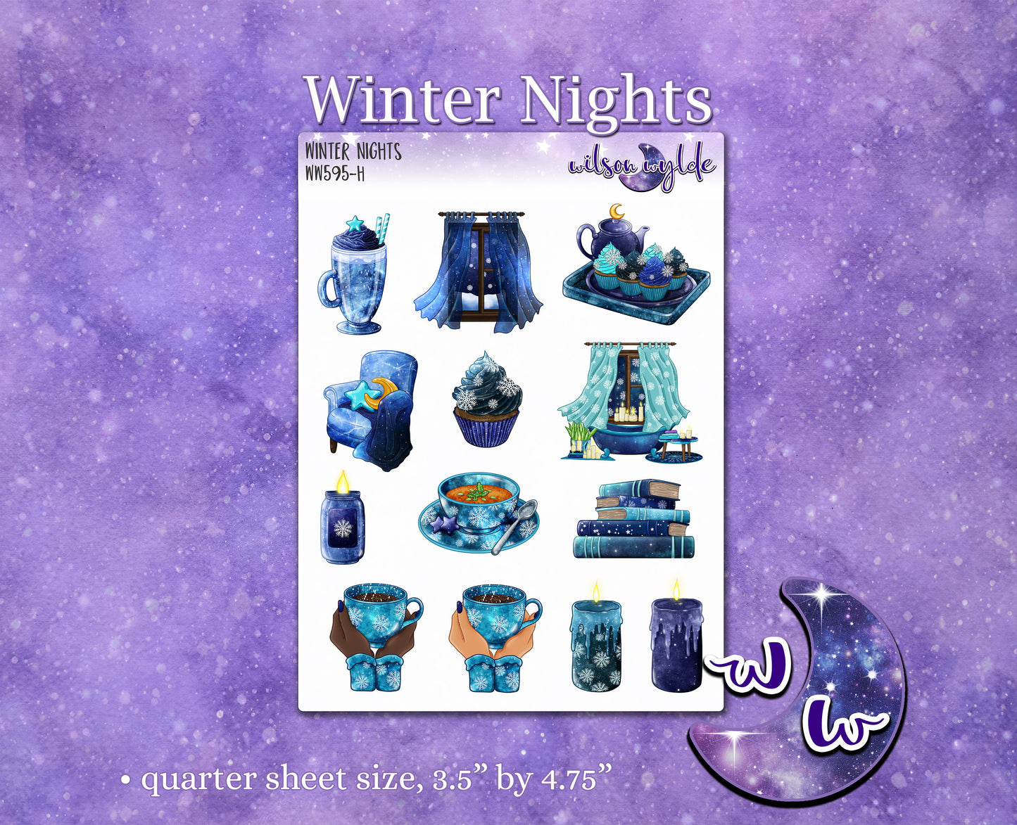 Winter Nights deco planner stickers, WW595