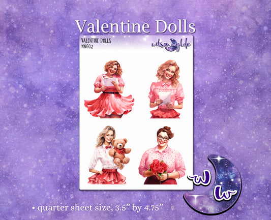 Valentine Dolls deco planner stickers, WW602