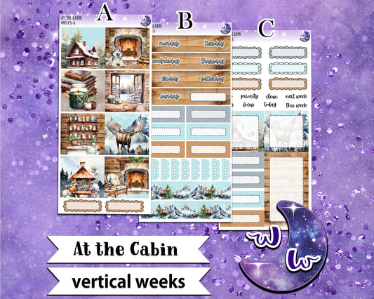 At the Cabin weekly sticker kit, VERTICAL WEEKS format, Print Pression weeks, a la carte and bundle options. WW593