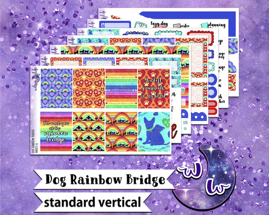 OVERSTOCK Dog Rainbow Bridge full weekly sticker kit, STANDARD VERTICAL format, WW607