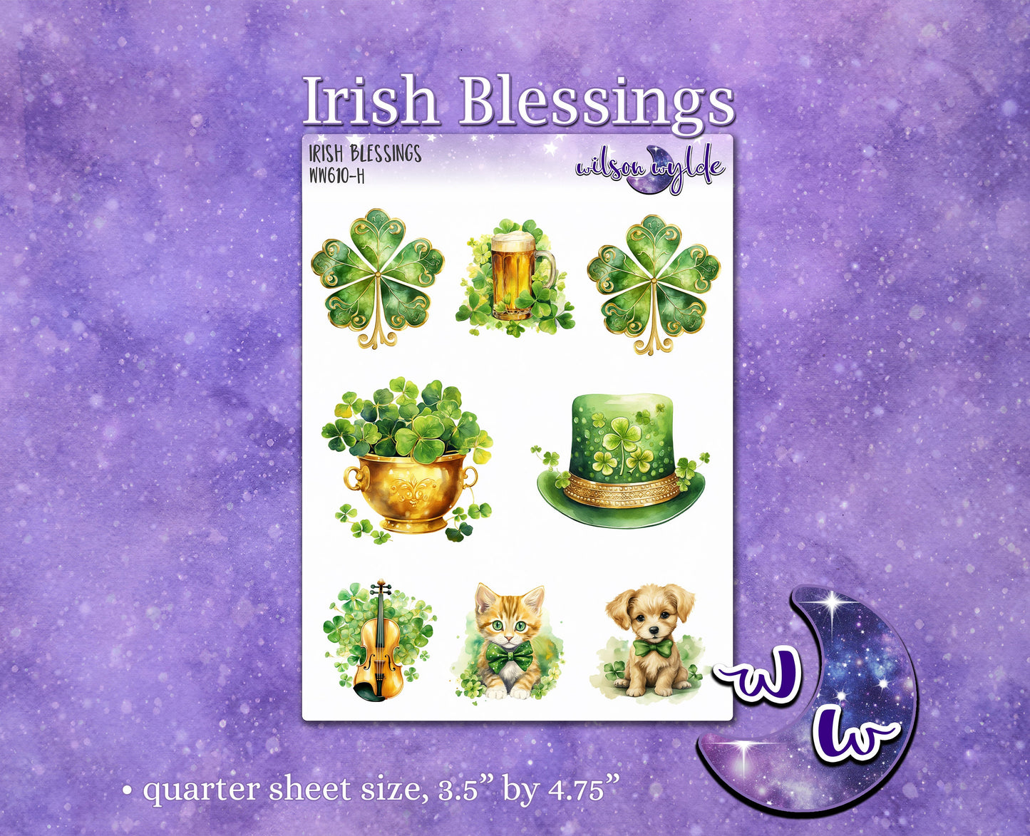 Irish Blessings deco planner stickers, WW610