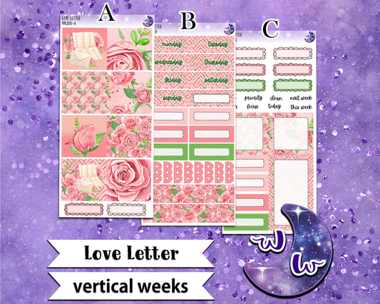 Love Letter weekly sticker kit, VERTICAL WEEKS format, Print Pression weeks, a la carte and bundle options. WW208